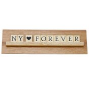 Wholesale - 8x2 NY FOREVER Print Puzzle Piece Wedge Wood Stand Tabletop, UPC: 651961772088